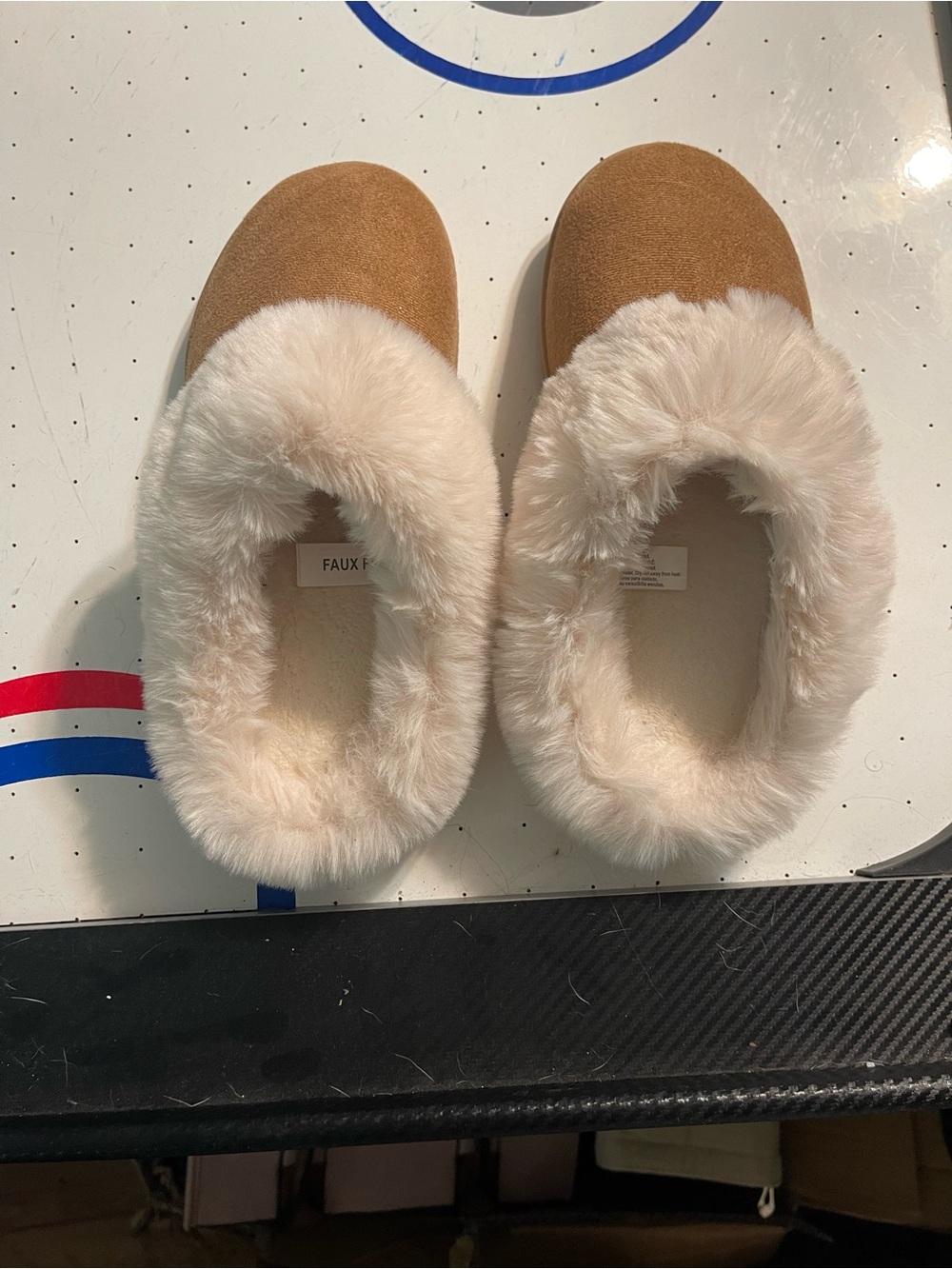 Cozy Faux Fur Lined Slippers - Camel with Cream Fur